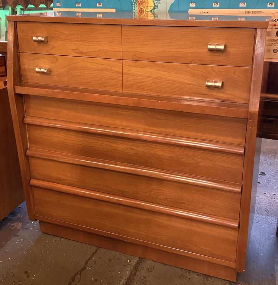 MCM Tall Boy Dresser w Chrome Top Pulls