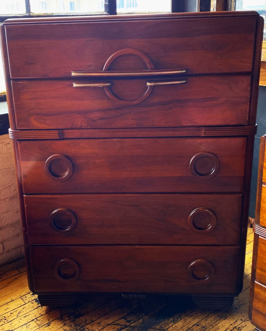 Tall MCM Dresser w Oval Detail Handles