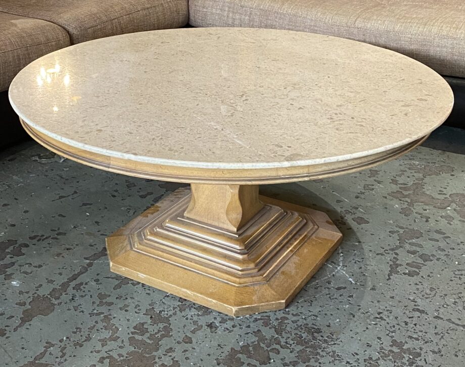 White Marble Top Pedestal Coffee Table