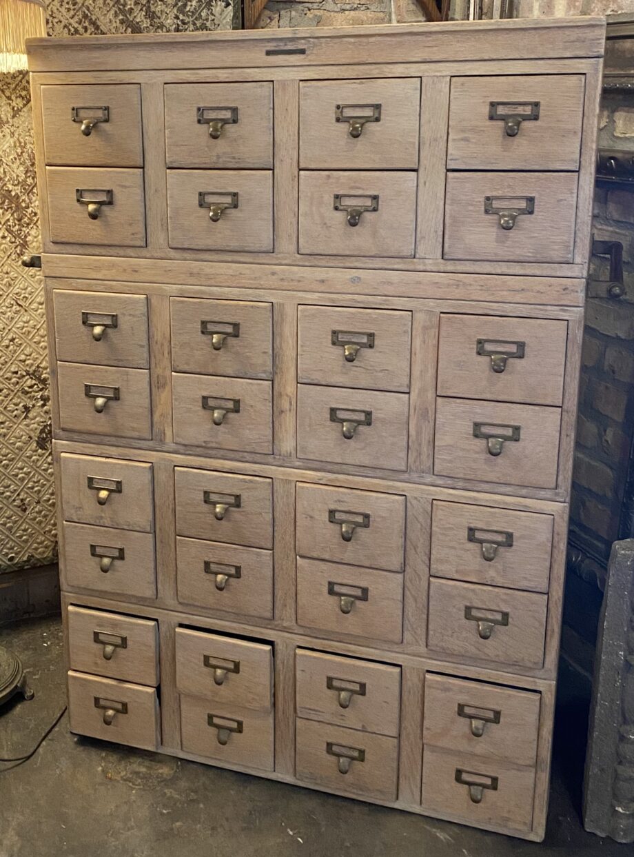 32 Drawer Library Bureau Sole Makers  Card Catalog w Side Rails