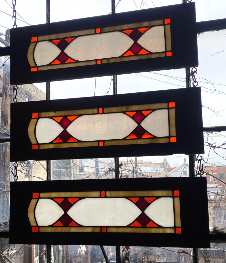 Red and Cream Stained Glass Door