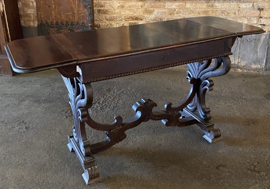 Scroll Carved Based Hallway Table w 2 Fold Out Leaves