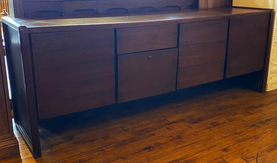 MCM Long Wood Console w Drawers