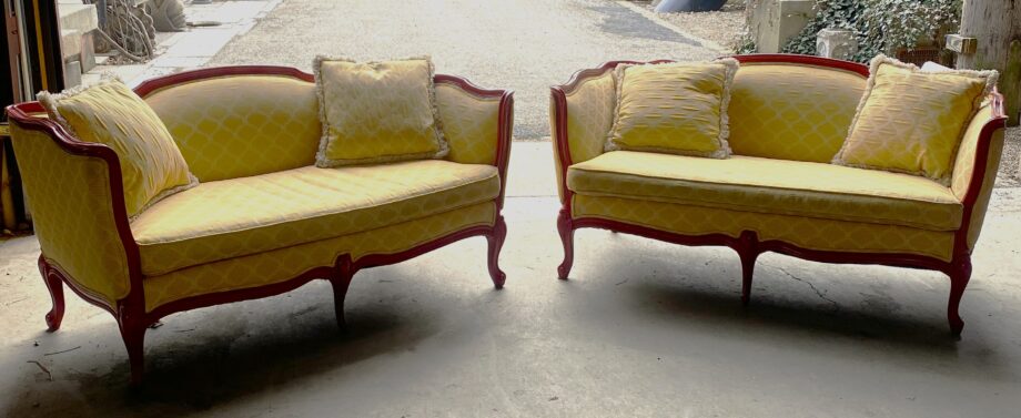 Yellow Upholstered w Red Trim Couch