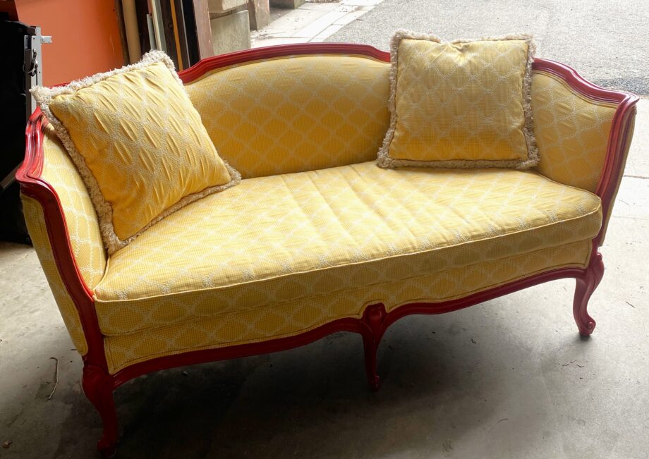 Yellow Upholstered w Red Trim Couch