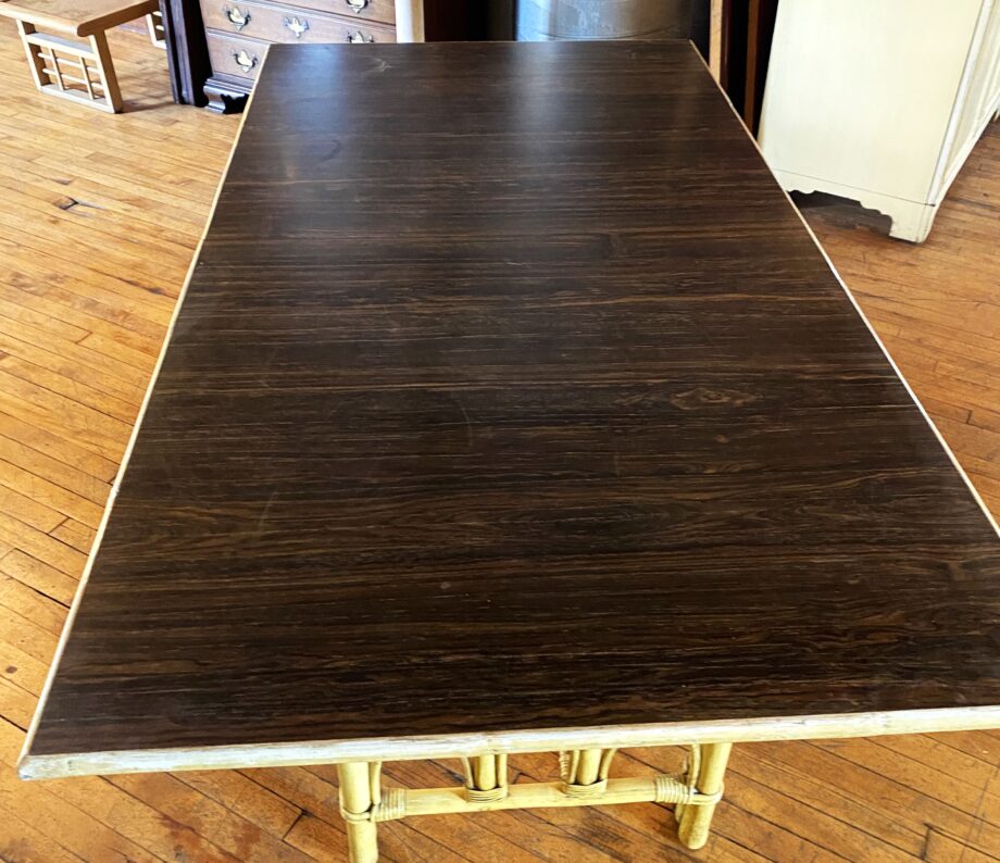 Bamboo Dining Table w Dark Top and 2 Leaves