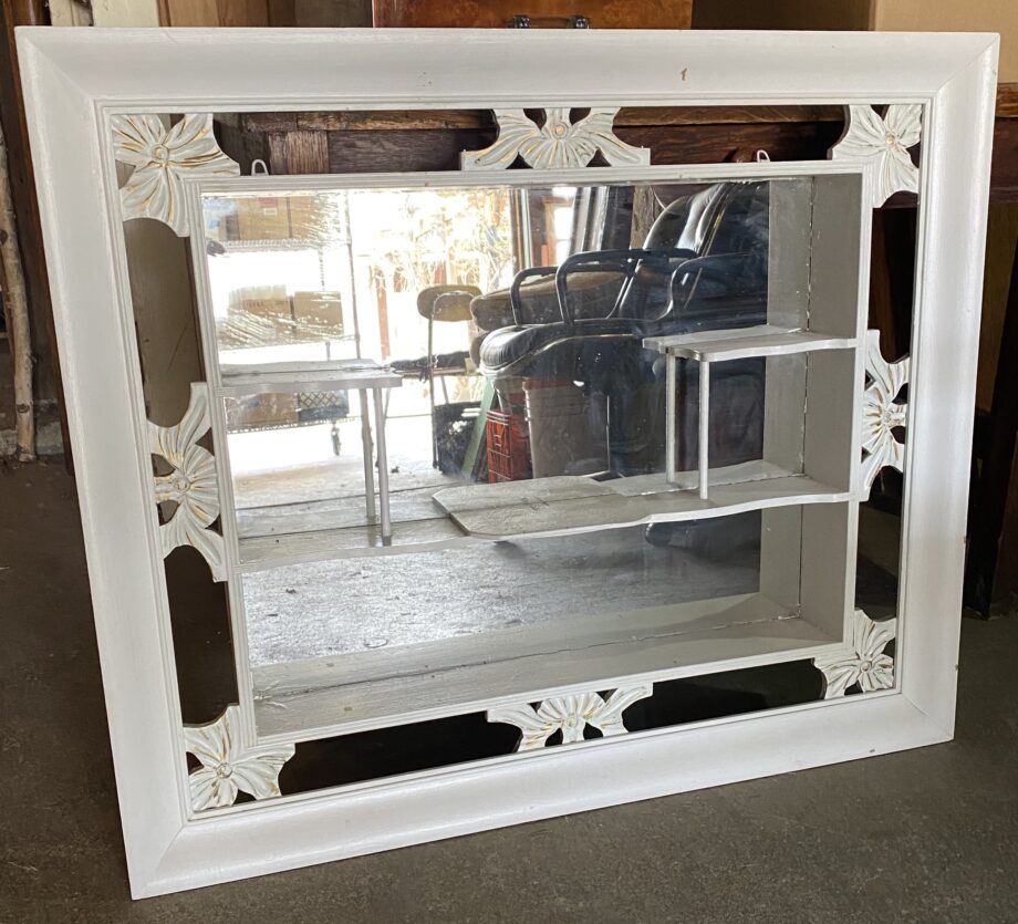 White Vanity Shadow Box Mirror