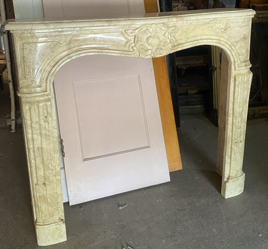 Yellow Floral Carved Partial Marble Half Mantel