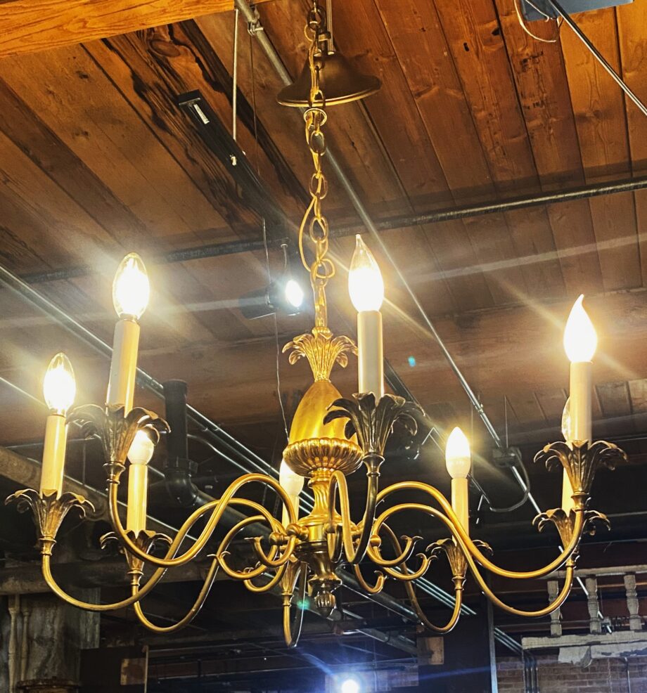 8 Arm Gilded Chandelier w Cups