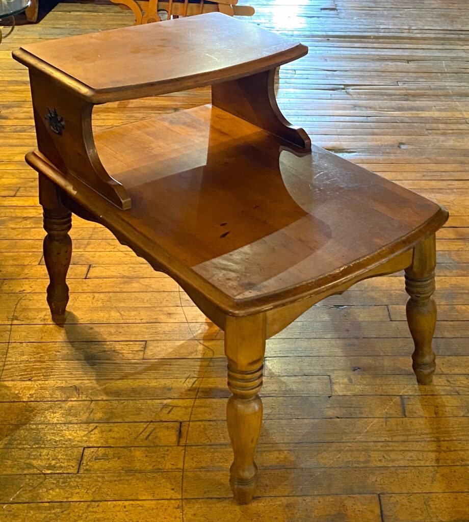 2 Tier Dark Wood End Table