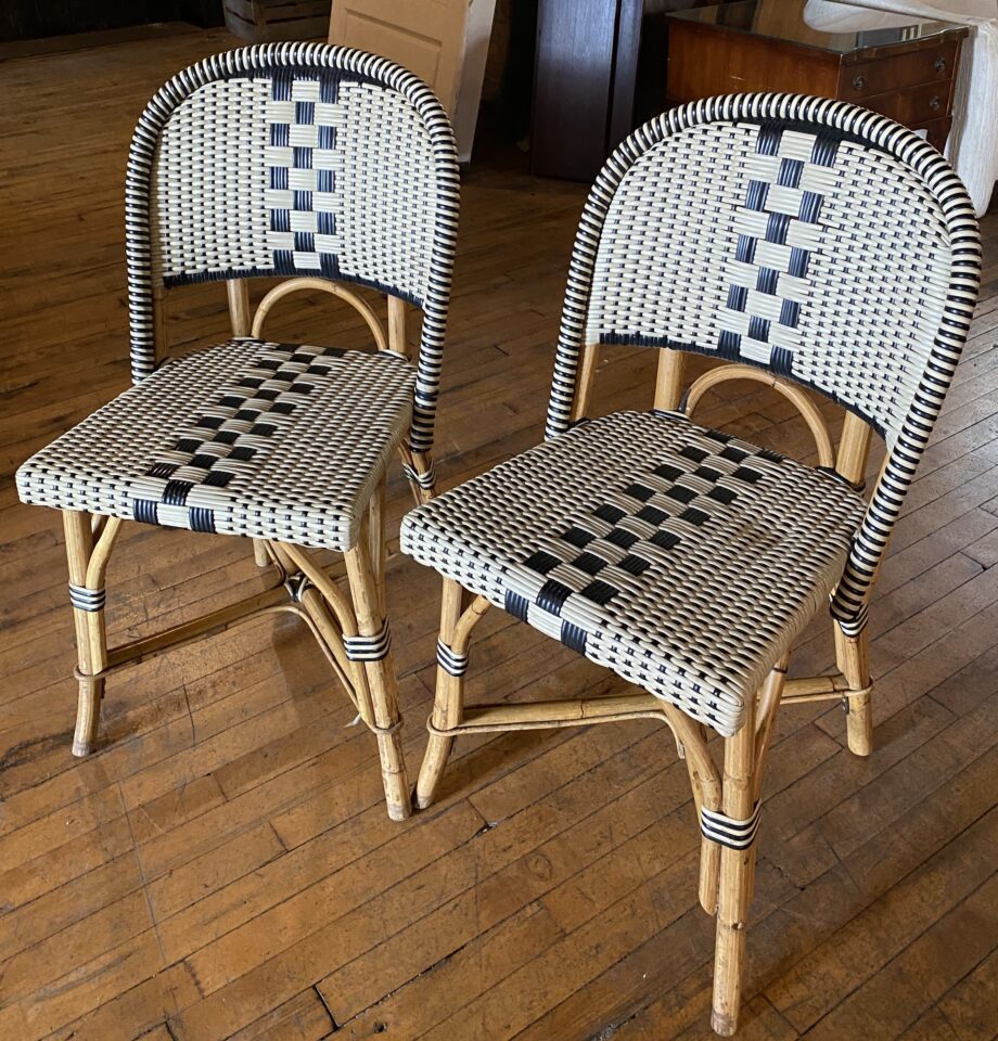 Black and Cream Wicker Chair from Bistro Zinc