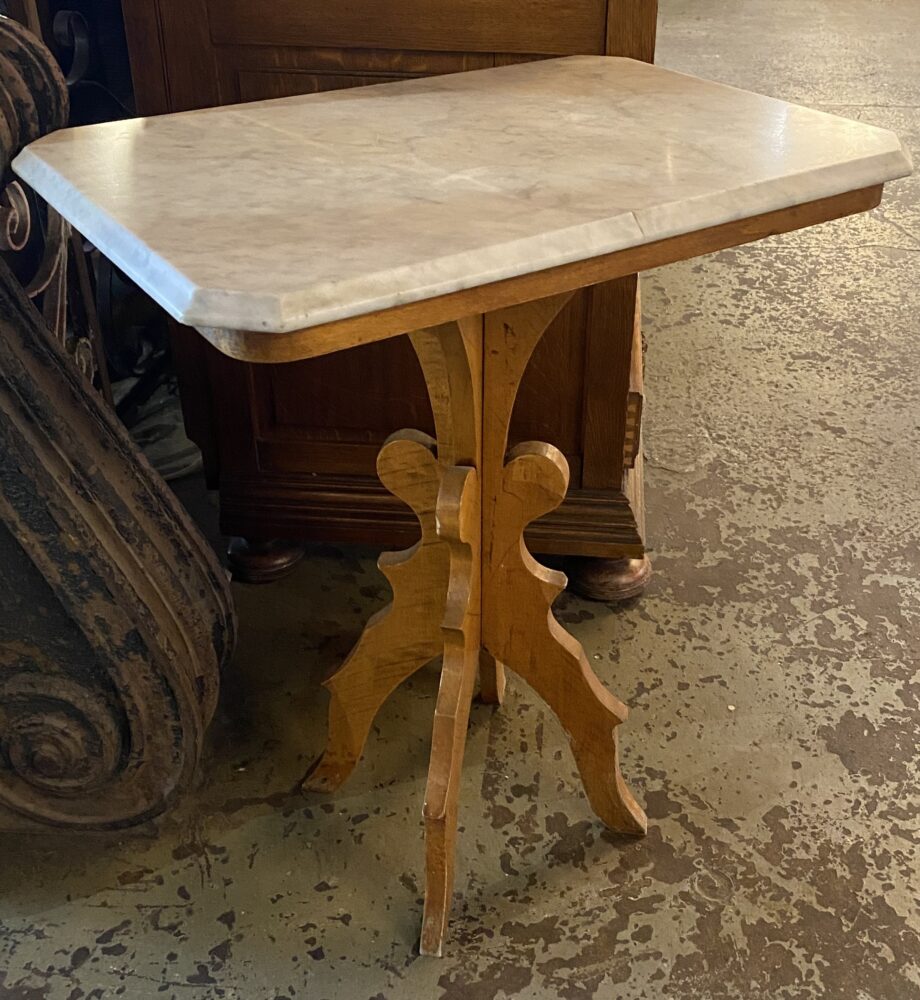 Grey Marble Top Table w Light Wood Base from Bistro Zinc