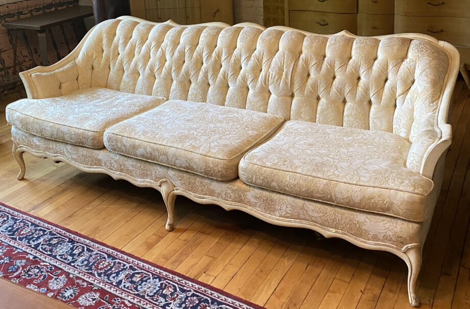 Cream Floral Brocade Couch