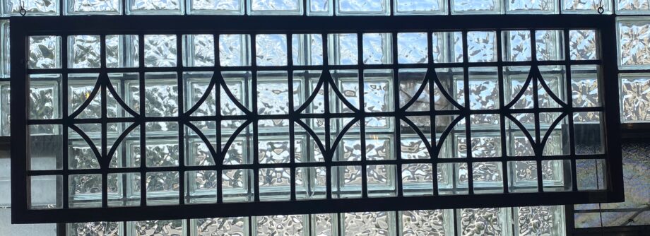 Diamond and Square Patterned Leaded Glass Transom Window