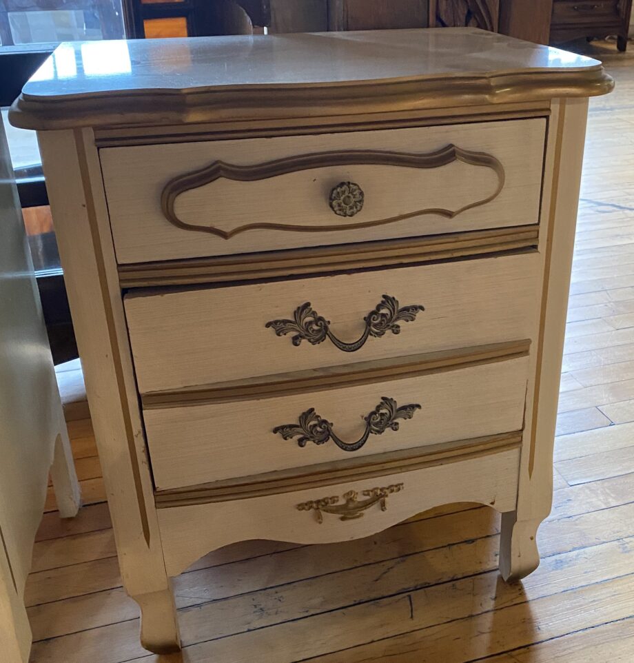 White Side Table w 2 Drawers