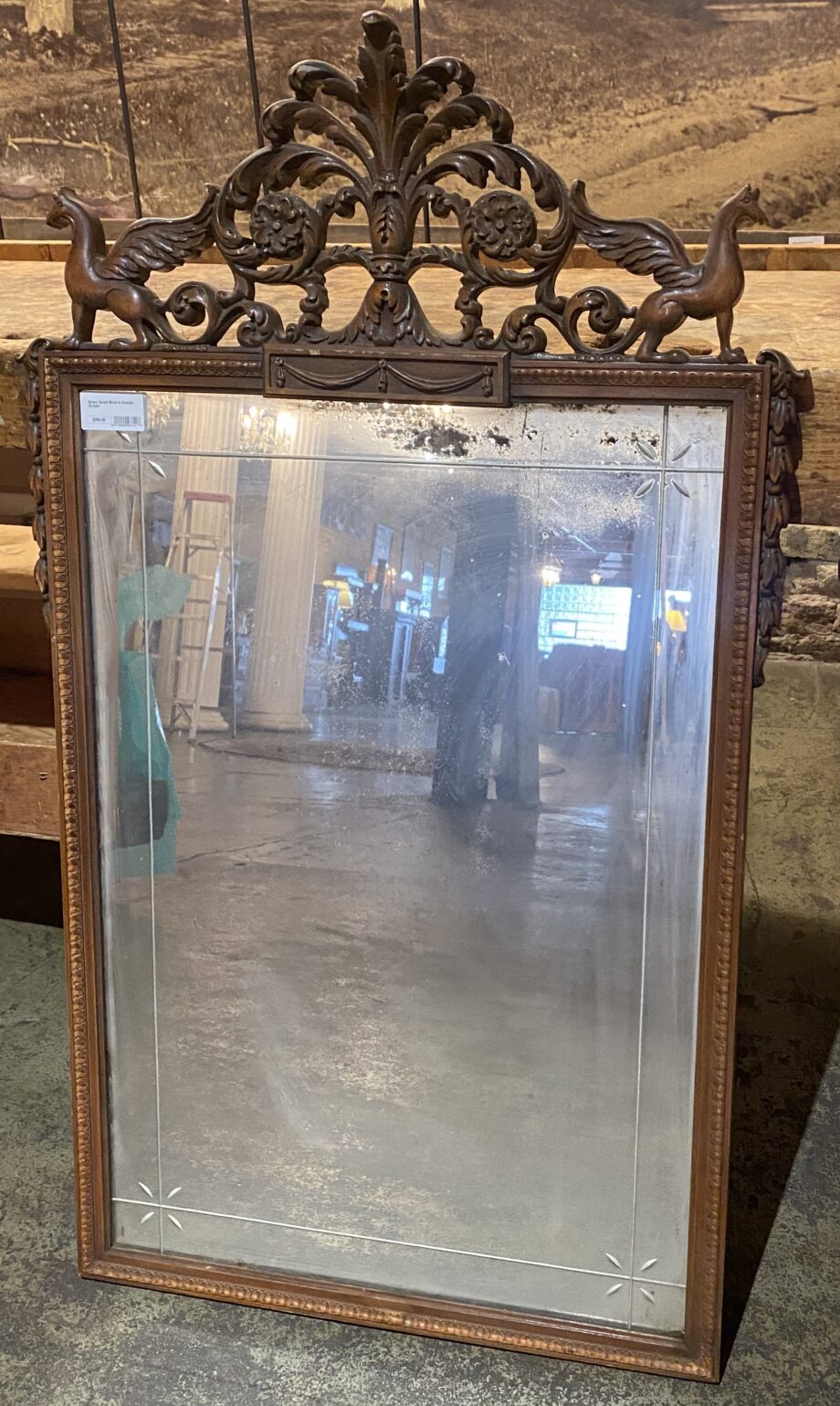 Ornate Carved Mirror w Animals