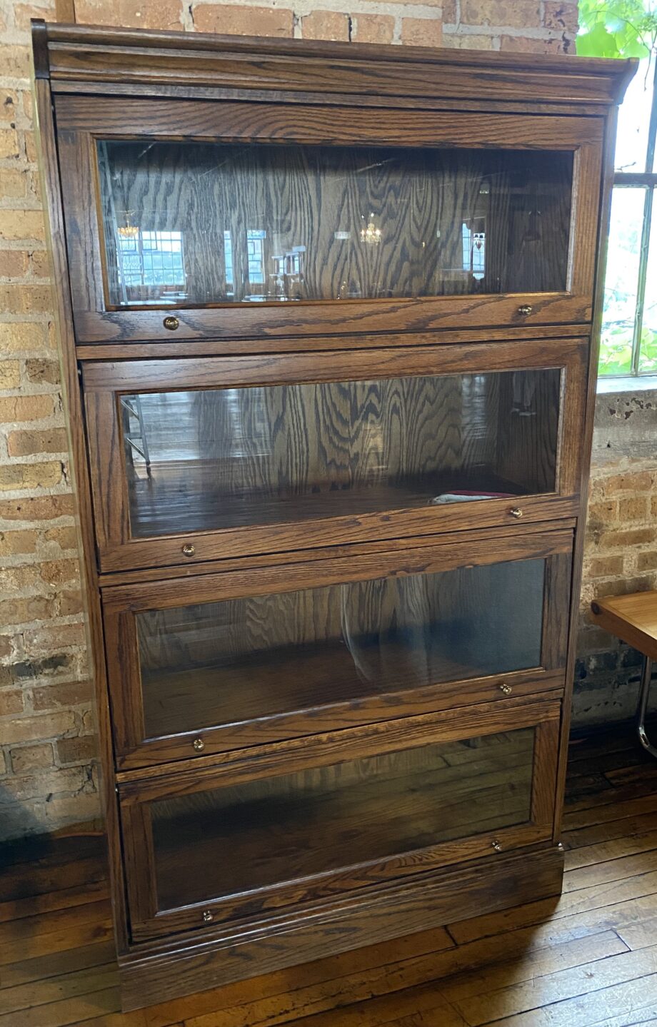 Wood Barrister Bookcase w Glass Doors