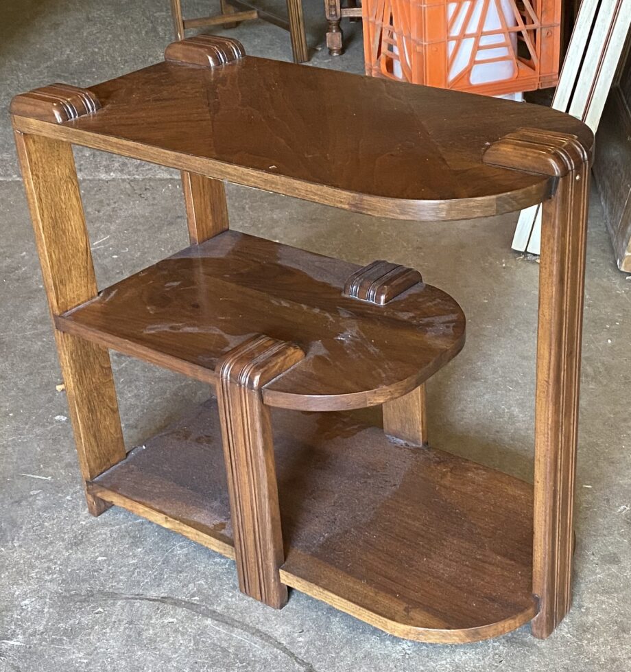 Dark Wood 3 Tiered Deco Side Table