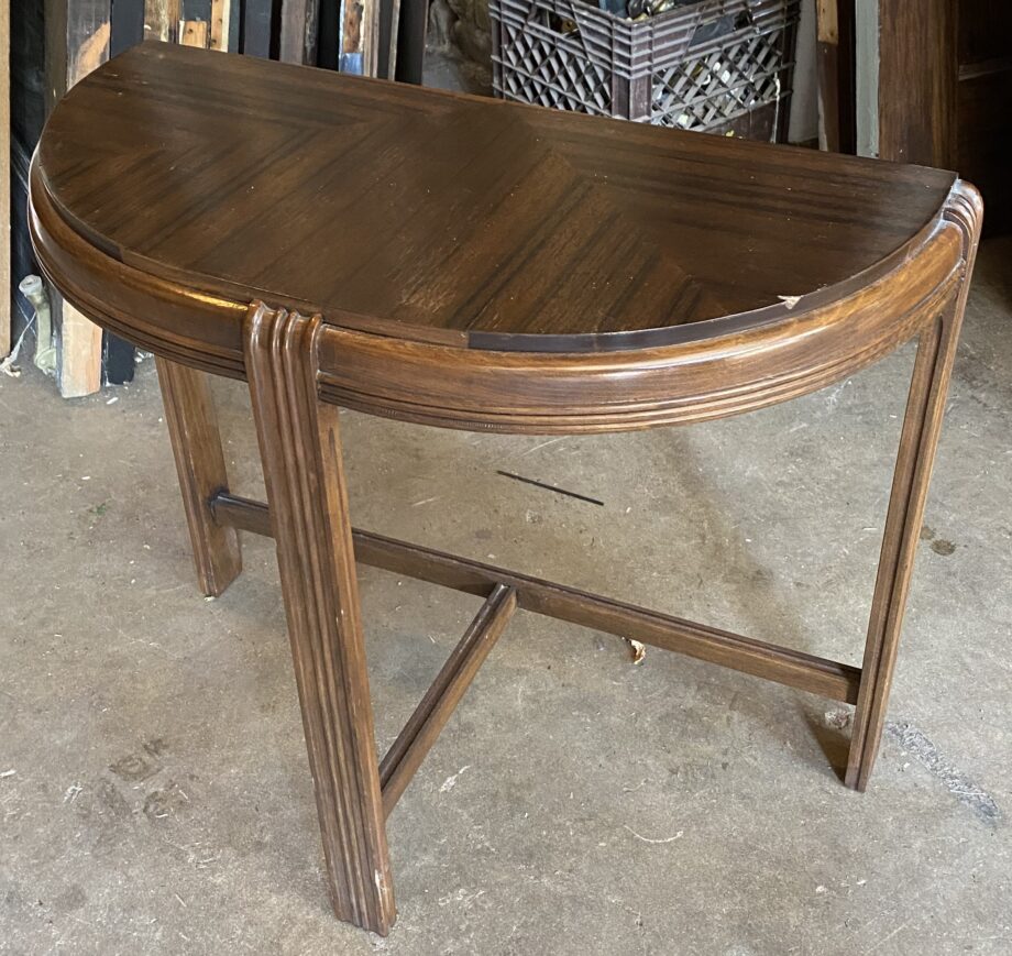 Dark Wood Deco Style Halfmoon Table