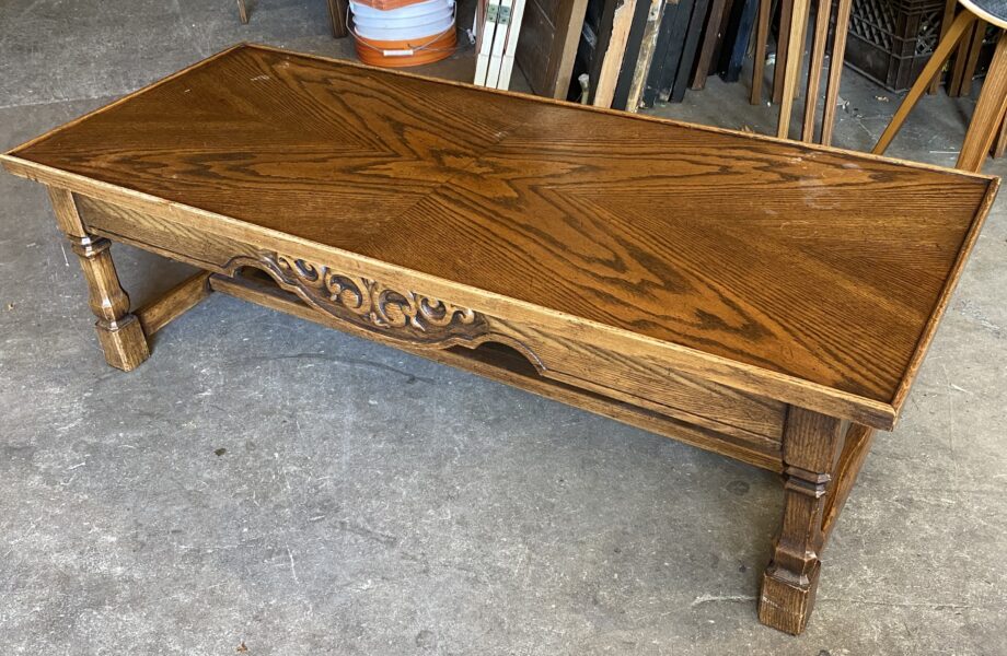 Twist Wood Coffee Table w Ornate Carving