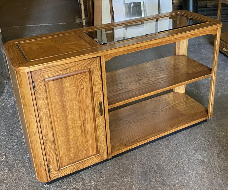 Rounded Edge Smokey Glass Top Console Table