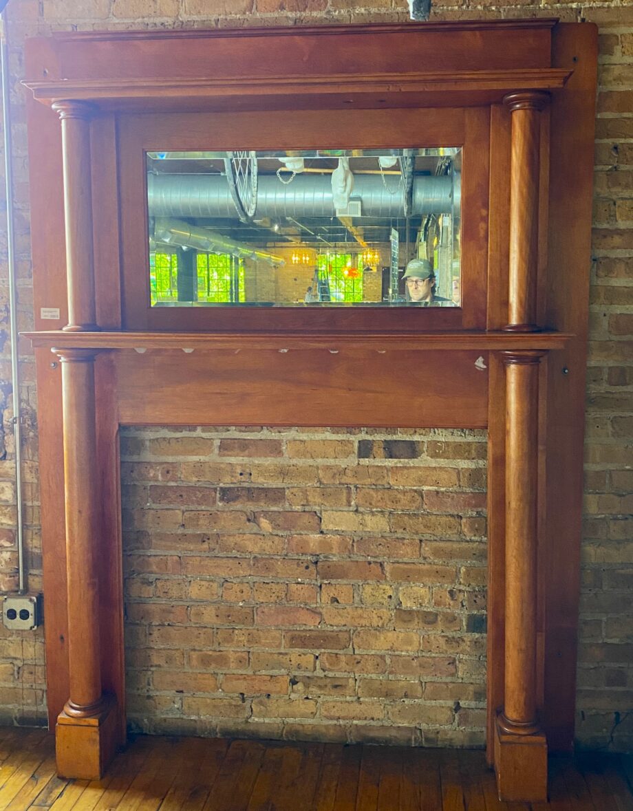 Red Tone Full Mantel w Columns and Mirror