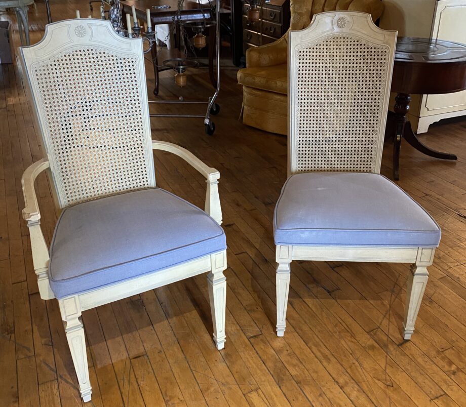 Cane Back Ivory w Baby Blue Cushion Dining Chair