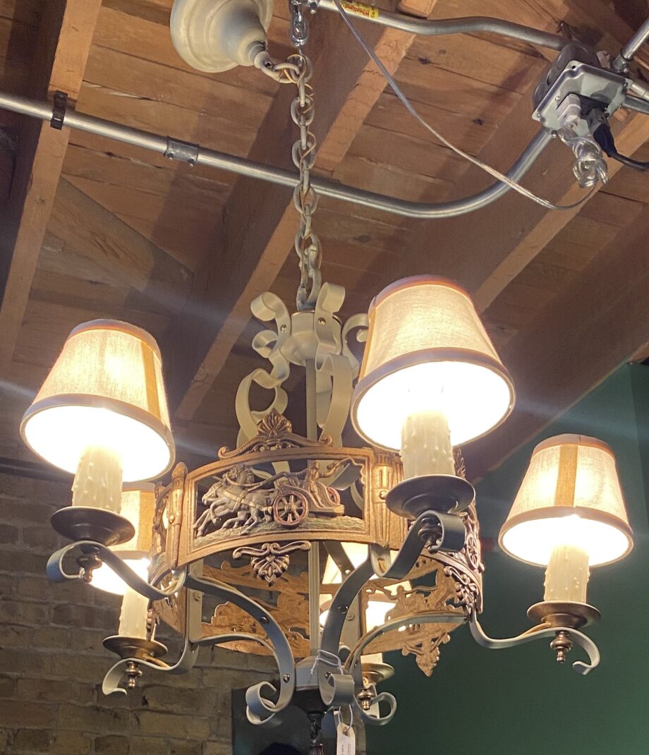 Iron w Chariot Pattern Hanging Light