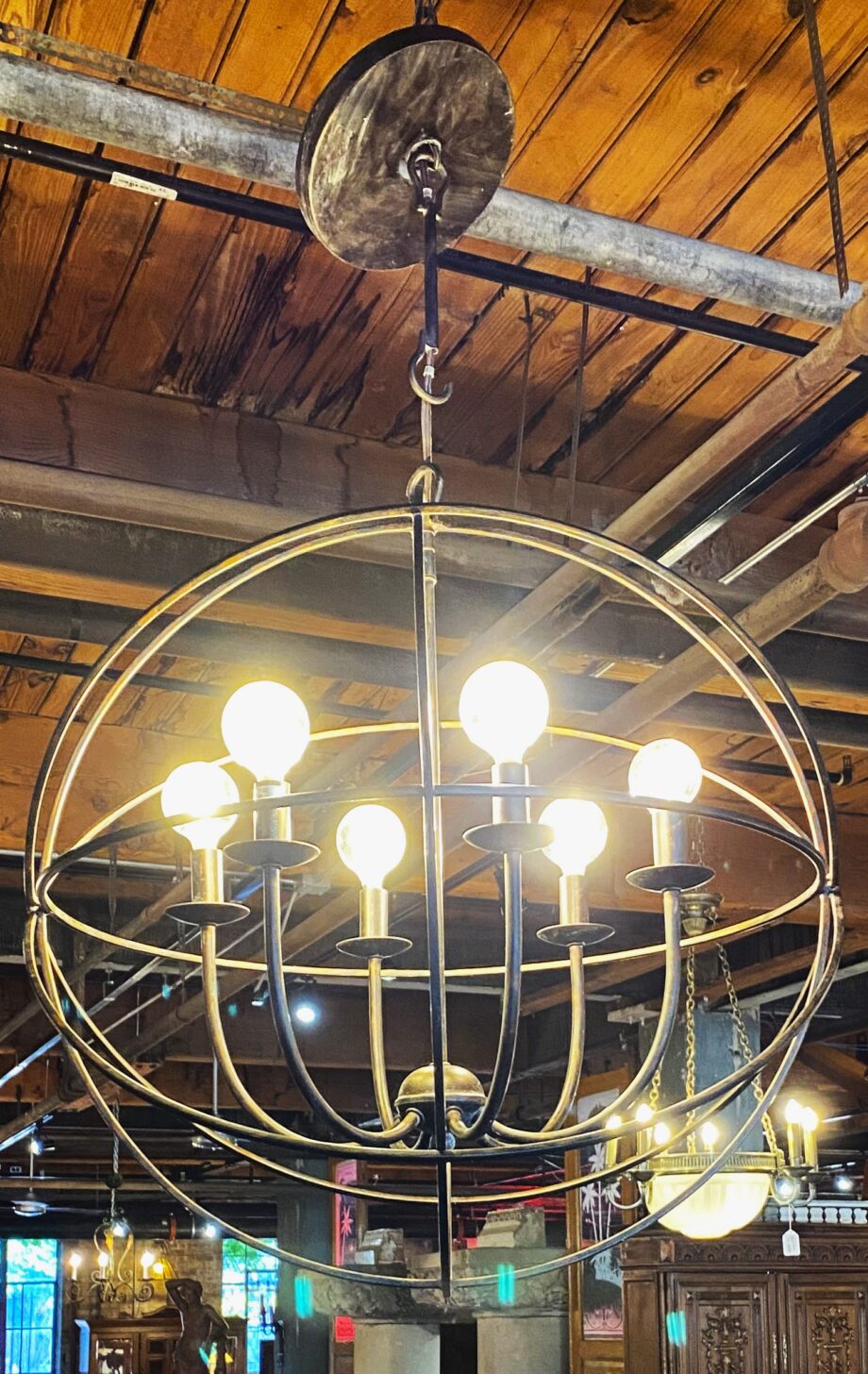 Iron Atom Sphere 6 Light Chandelier