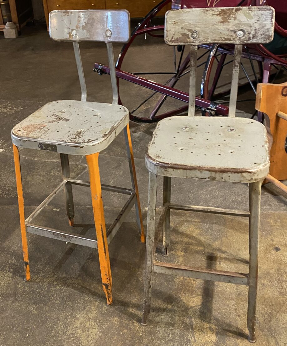 Metal Industrial Stool w Back