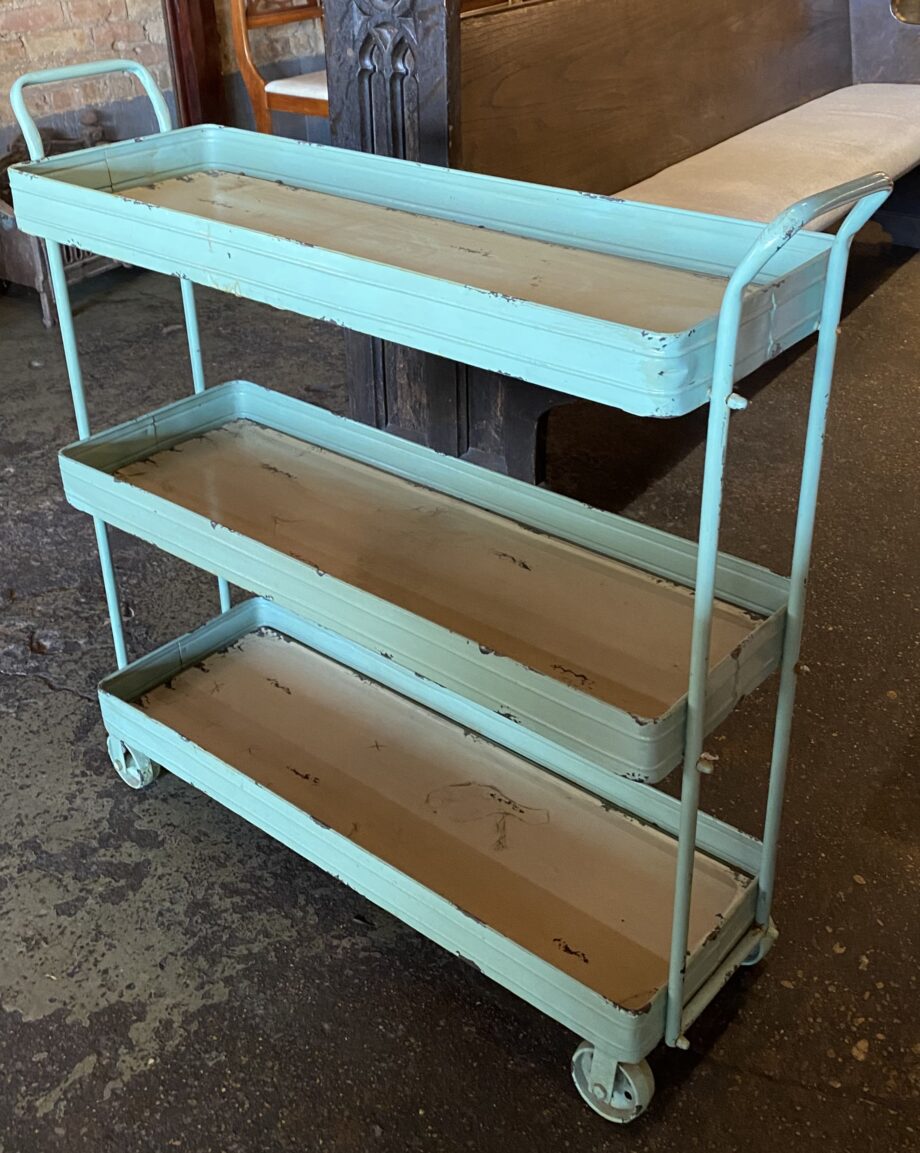 Teal 3 Tier Bar Cart