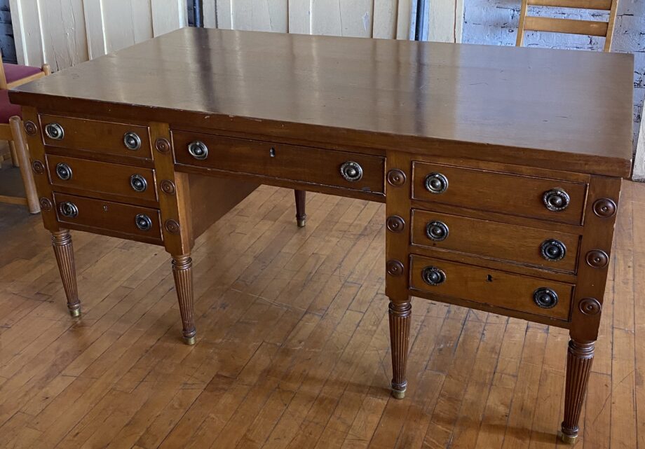 Large Wooden Office Desk w 7 Drawers