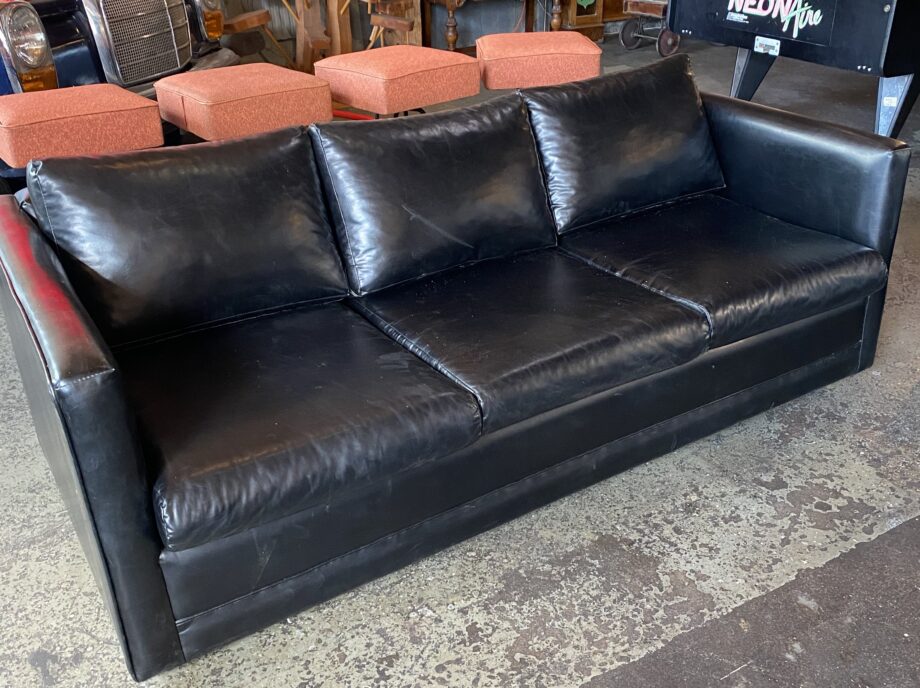 Black Leather Sleeper Sofa MCM Style