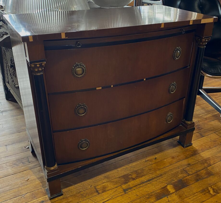 Small 3 Drawer Chest w Black Columns and Wreath Pulls