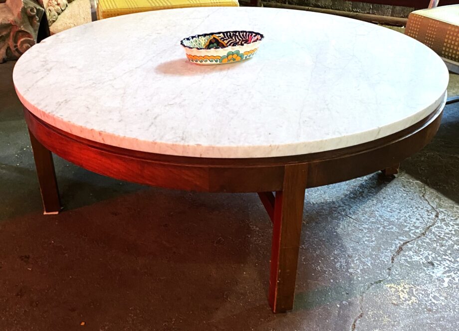 Travertine MCM Walnut Based Coffee Table