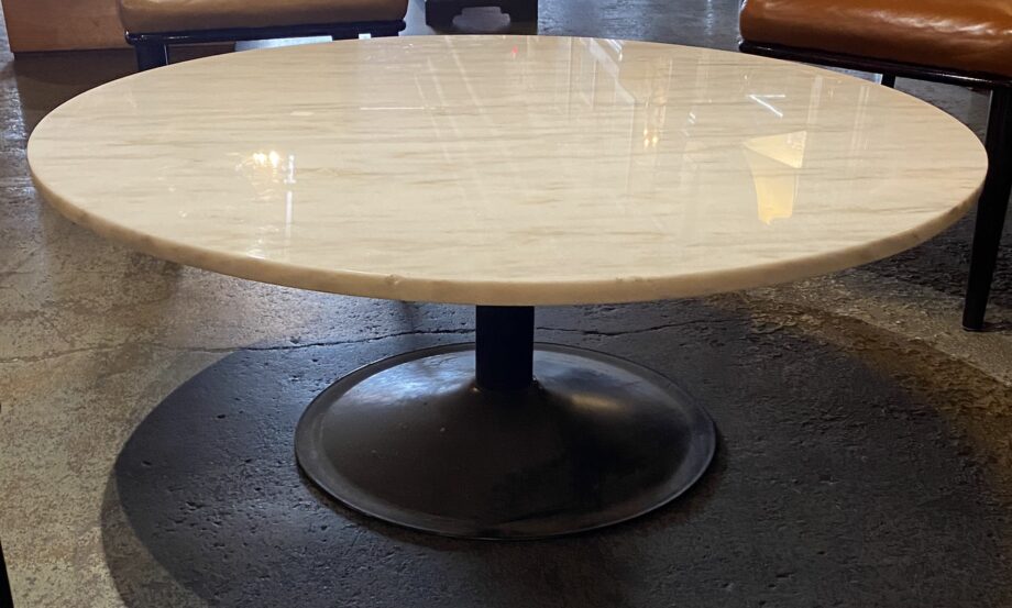 Italian Style White Marble Coffee Table w Metal Base