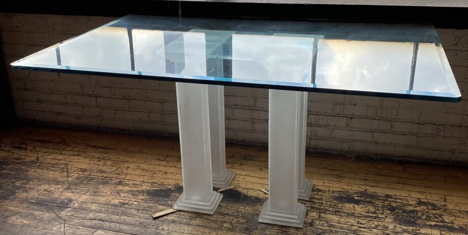 4 Column Lucite Base Glass Top Table