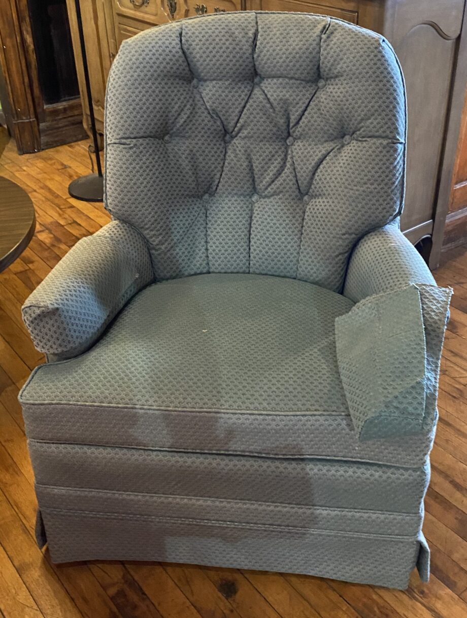 Blue Tufted Swivel Rocker