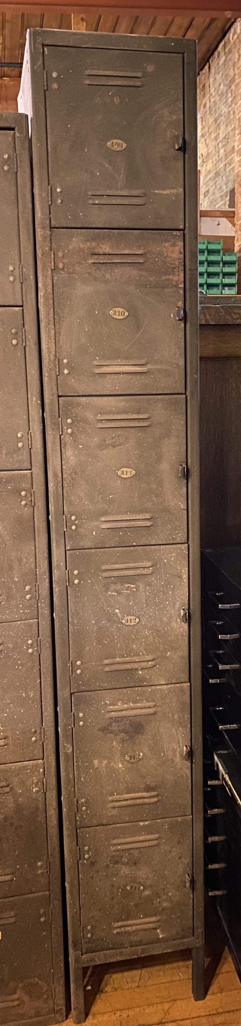 Grey 6 Compartment Locker w Feet from Bowling Alley