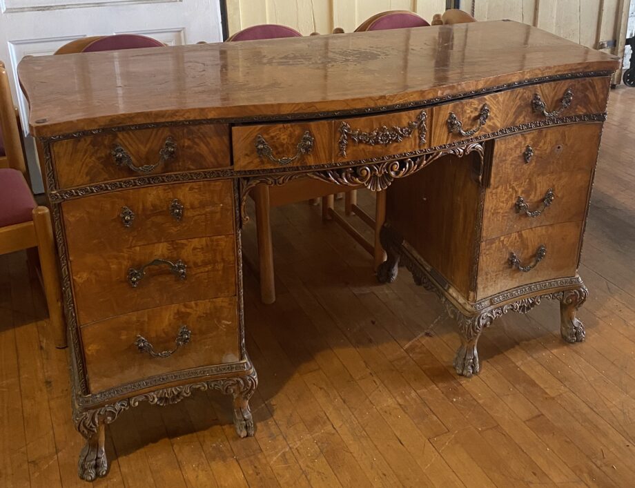 Burled Wood Desk w Clawfeet