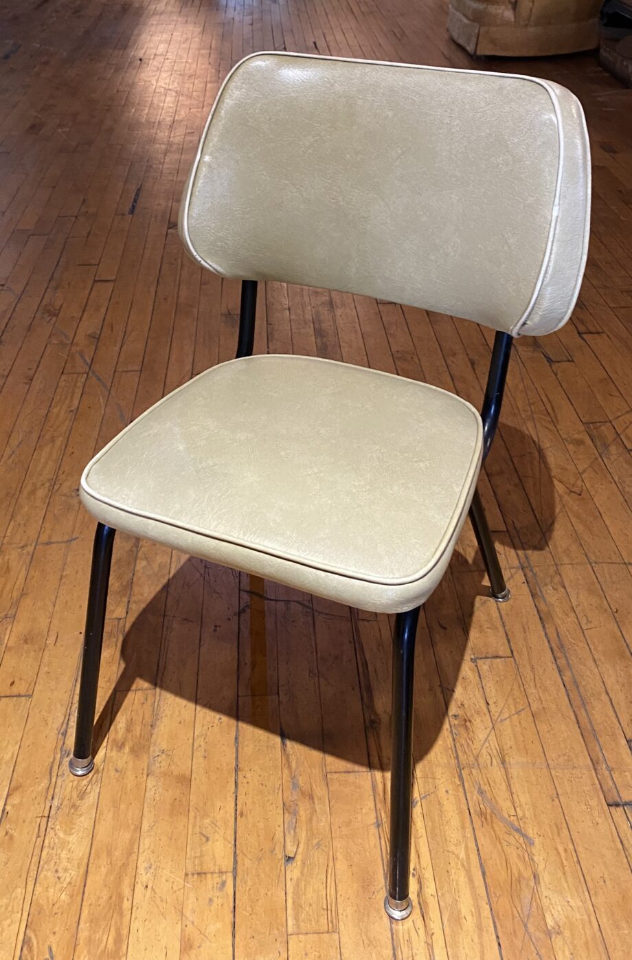 Wide Back Cream Vinyl 50s Dining Chair