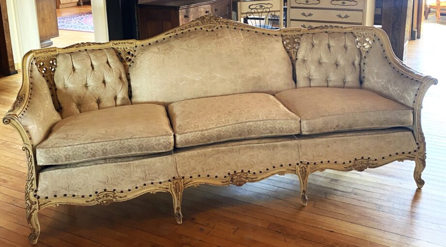 Carved French Provincial Cream Colored Couch