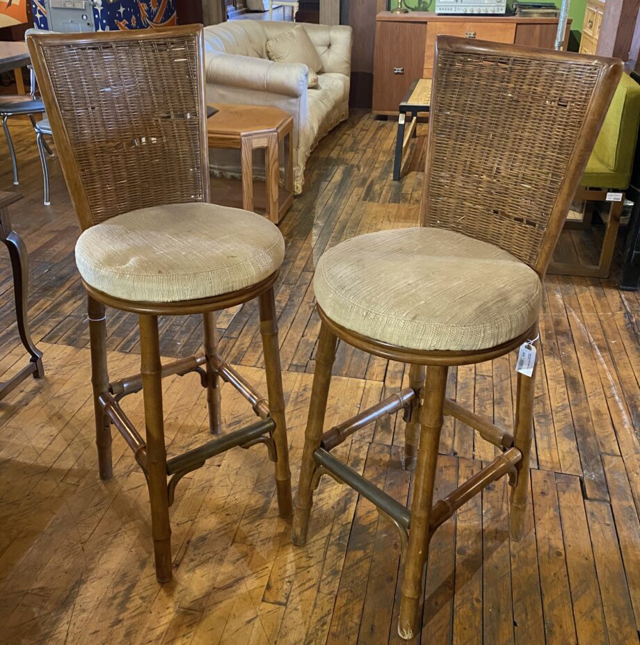 Wicker Back Rattan Bar Stool