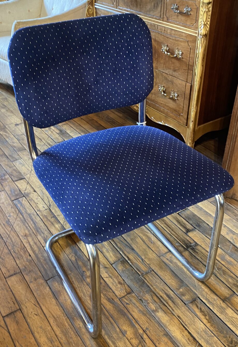 Chrome Tube Based Blue and White Office Chair