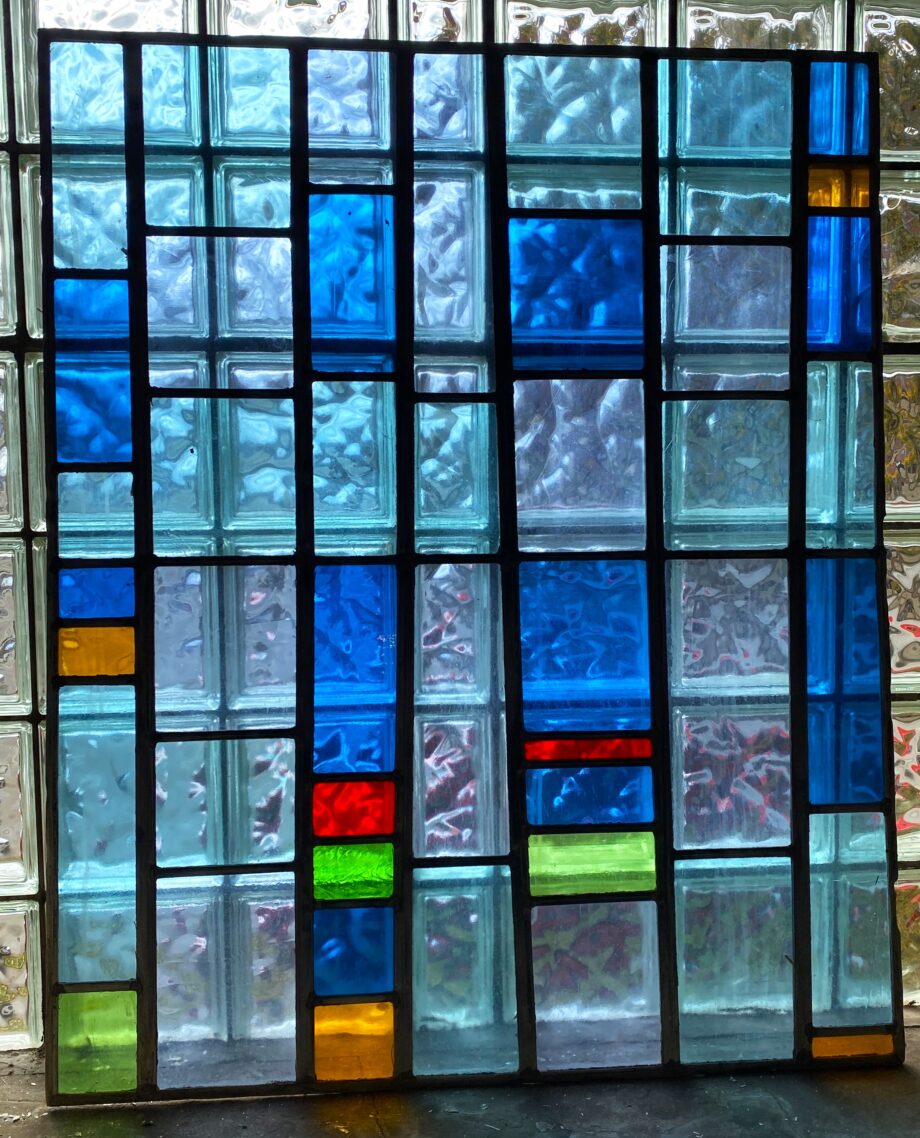 Blue Red And Green Rectangle Stained Glass