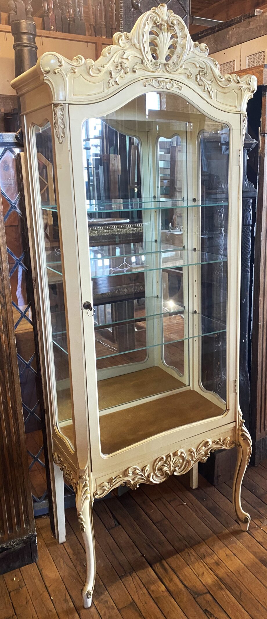 White Trim Glass Curio Cabinet