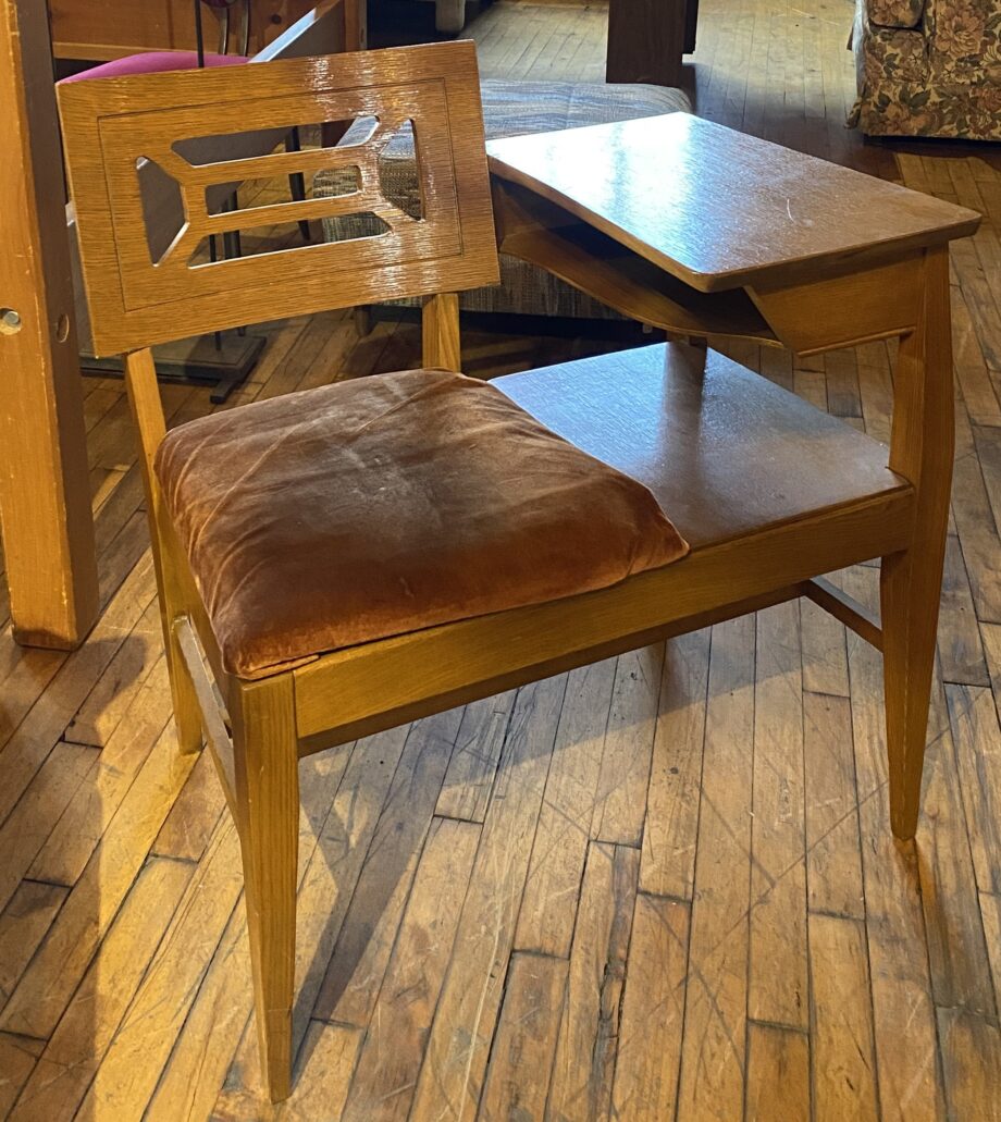 Gossip Desk w Brown Fabric Seat