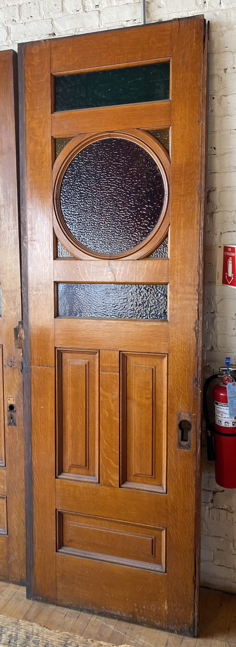 Pocket Door w Stained Glass Circle and Rectangles