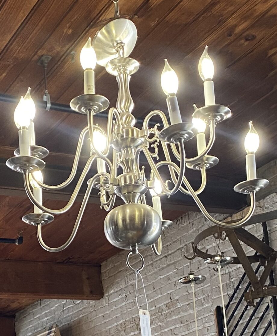 10 Light Silver Chandelier w Shaped Arms