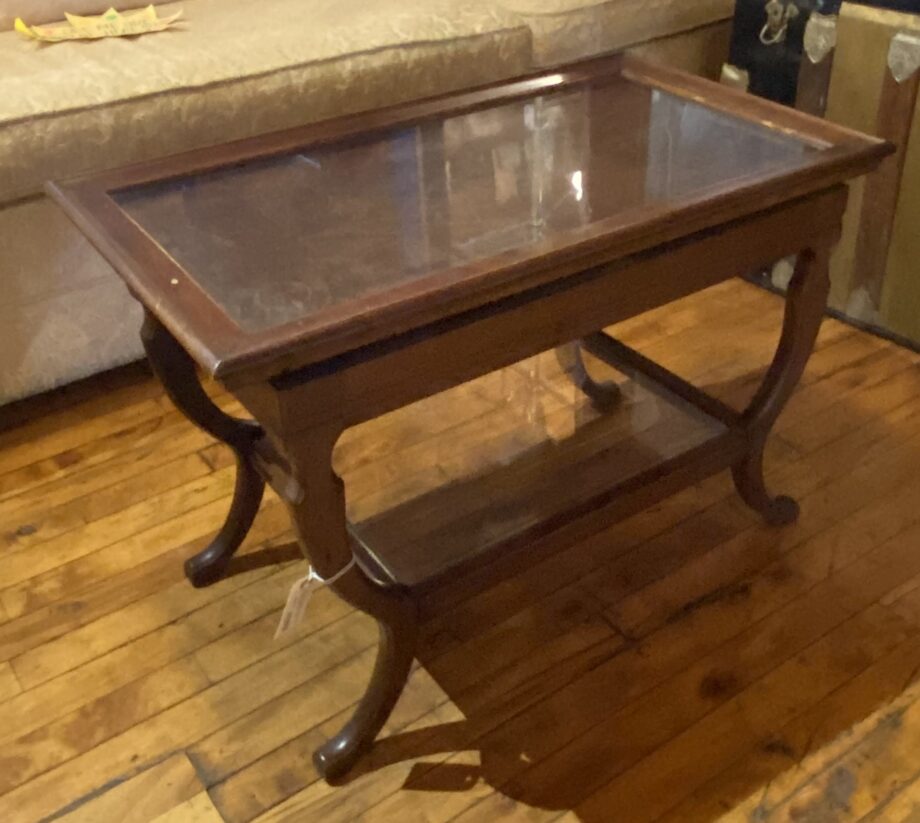 Two Tiered Coffee Table w Glass Shelf and Detachable Glass Top